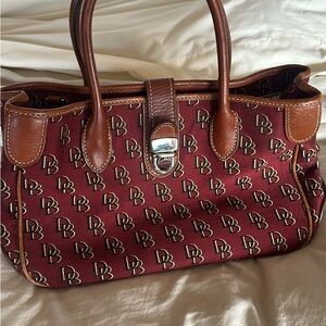 Brown and Burgundy Handbag with Monogram